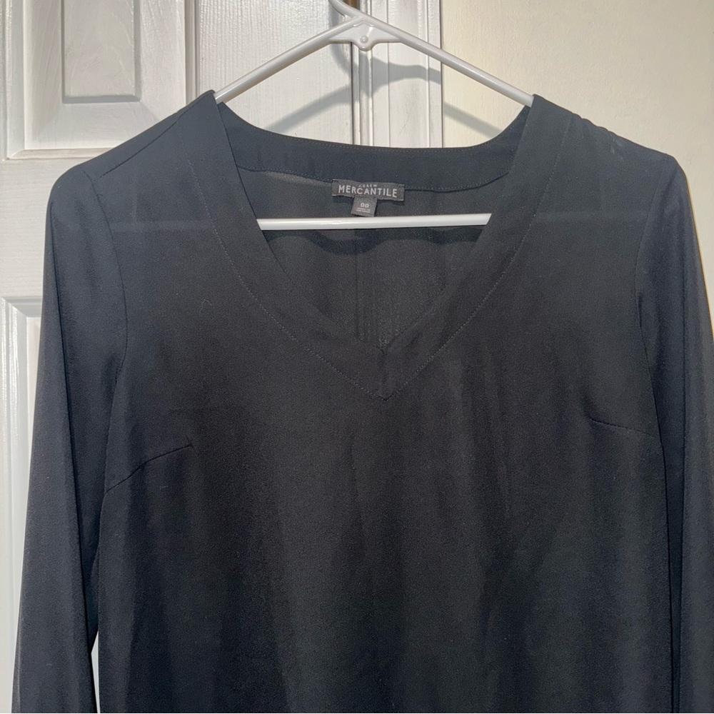 J. Crew Mercantile Black Tie Sleeve Blouse top shirt 00 - Picture 5 of 14